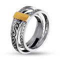 Sterling Silver Band - Gold Stackable Two-Tone with White Cubic Zirconia 850