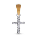 Elegant Solid Gold over Sterling Silver Cross Pendant with White CZ 888P