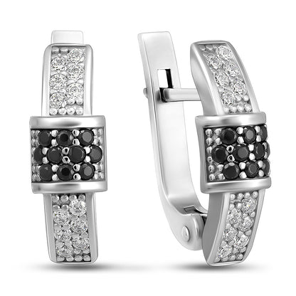 Cubic Zirconia Huggie Earrings | Buckle Noir | Sterling Silver