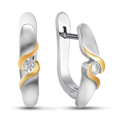 Pendientes de moissanita para mujer | Plata de ley 925 con baño de oro de 18 quilates | Diseño conmovedor
