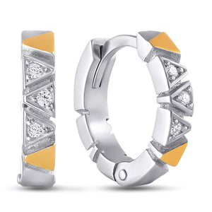 14K Gold Bonded Hoop Earrings Golden Triangle Huggie, sterling silver