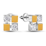 Pendientes de moissanita para mujer | Plata de ley 925 con baño de oro de 18 quilates | Diseño conmovedor