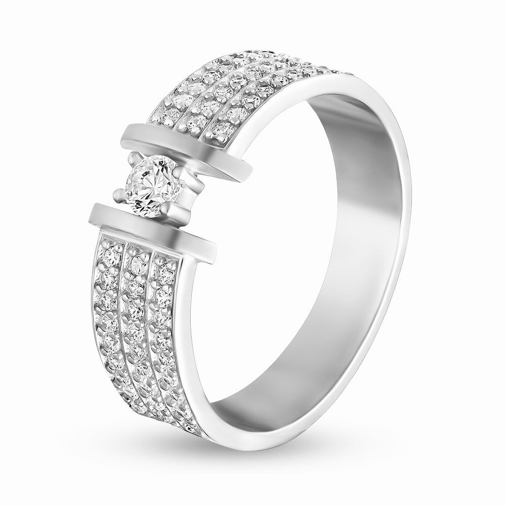 Cubic Zirconia Ring | Elegant Stacking | Sterling Silver