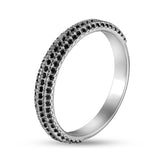 Elegant Silver Band with Black Cubic Zirconia 2038R
