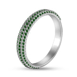 Slim Silver Ring with Emerald Green Cubic Zirconia 2038R
