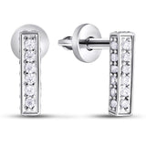 Minimalist 925 Silver Earrings with White Zirconia 2039E
