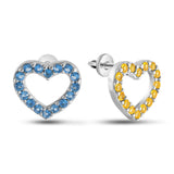 Minimalist Earrings Sterling Silver Studs with Yellow and Sky Blue CZ 2071/3E