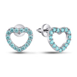 Minimalist Silver Earrings with Aquamarine Toned CZ 2125/1E