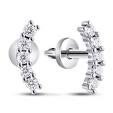 Minimalist 925 Silver Stud Earrings with White CZ 2128E