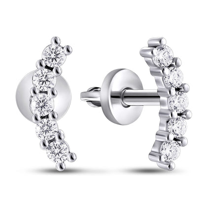 Cubic Zirconia Stud Earrings | Minimalist | Sterling Silver