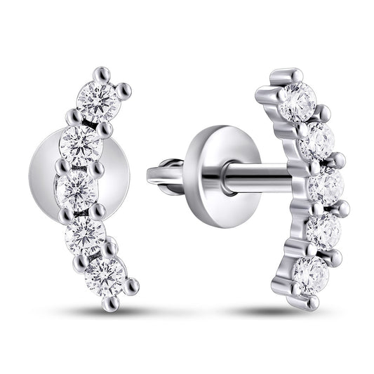 Cubic Zirconia Stud Earrings | Minimalist | Sterling Silver