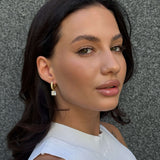 925 Sterling Silver Earrings - White Cubic Zirconia with Gold Coating Timeless Design - Olivia Star Jewelry 2137LE