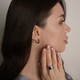 Elegant 925 Silver Earrings with Black CZ 2137/1E