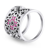 Delicate Silver Ring with Enamel Details and Pink Zirconia 2190R