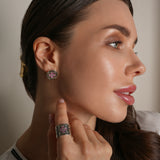Delicate Silver Ring with Enamel Details and Pink Zirconia 2190R