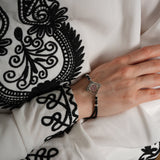 925 Sterling Silver Bracelet - Raspberry CZ and Black Enamel Elegant Design - Olivia Star Jewelry 2190BR