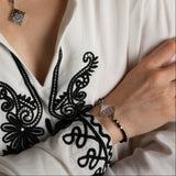 925 Sterling Silver Bracelet - Raspberry CZ and Black Enamel Elegant Design - Olivia Star Jewelry 2190BR