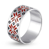 Modern Silver Stacking Ring with Enamel Detail 2191R