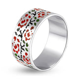 Minimalist Silver Ring with Enamel Accent 2192R
