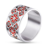 Minimalist Silver Ring with Enamel Accent 2228R