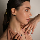 Elegant Solid Gold 925 Silver Earrings with Night of Cairo 255/1E