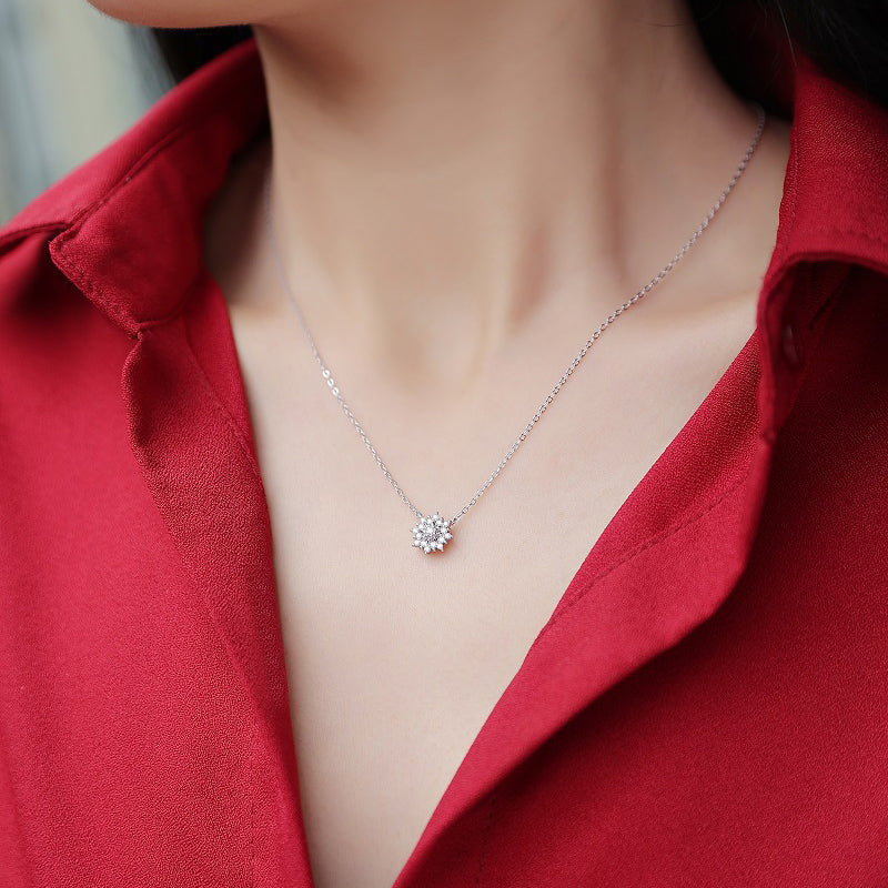 Moissanite Pendant Necklace | Elsa | Sterling Silver