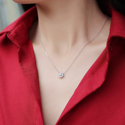 Moissanite Pendant Necklace | Elsa | Sterling Silver