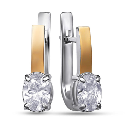 14K Gold Bonded Huggie Earrings Bar Solitaire, sterling silver