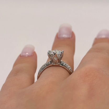 Moissanite Diamond Engagement Ring for Women – Kingdom Symbol, White Gold Plated, Regal Style