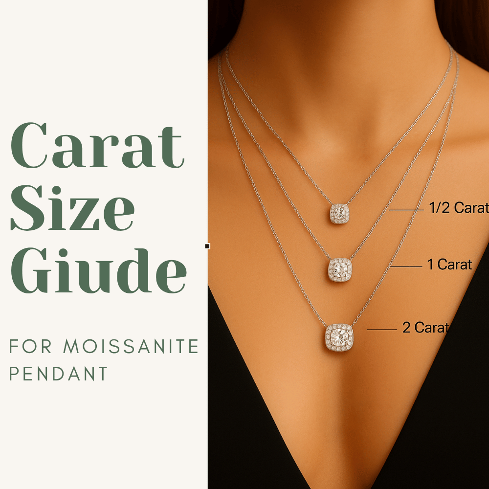 Moissanite Pendant Necklace | Moissanite Deep Space | Sterling Silver