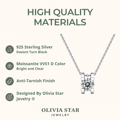 Moissanite Pendant Necklace | Crystal Symphony | Sterling Silver
