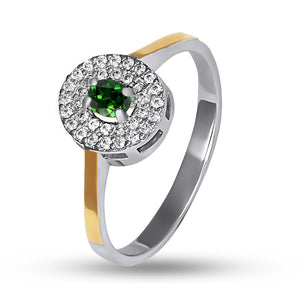 14K Gold Bonded Ring Emerald-Colour Disc, sterling silver