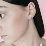 Minimalist Sterling Silver Earrings with Turquoise Ulexite 765E