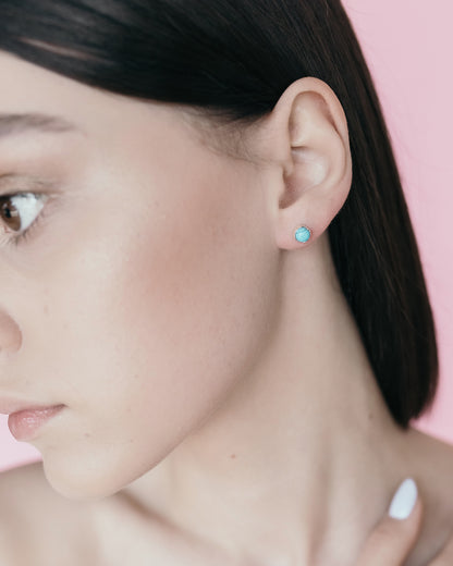 Turquoise Earrings | Turquoise Ulexite Minimalist | Sterling Silver