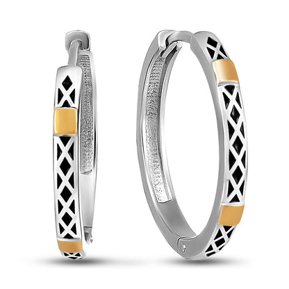 14K Gold Bonded Hoop Earrings Lattice Hoops, sterling silver