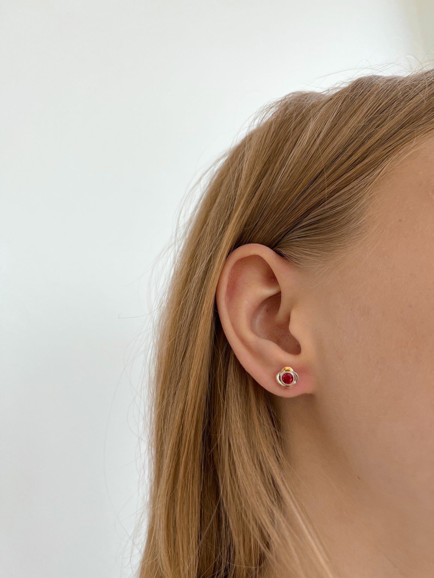 Garnet Stud Earrings | Sterling Silver