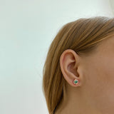 Pendientes de moissanita para mujer | Plata de ley 925 con baño de oro de 18 quilates | Diseño conmovedor