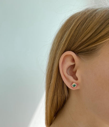 Pendientes de moissanita para mujer | Plata de ley 925 con baño de oro de 18 quilates | Diseño conmovedor