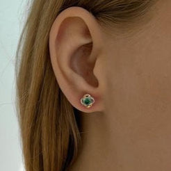 Pendientes de moissanita para mujer | Plata de ley 925 con baño de oro de 18 quilates | Diseño conmovedor