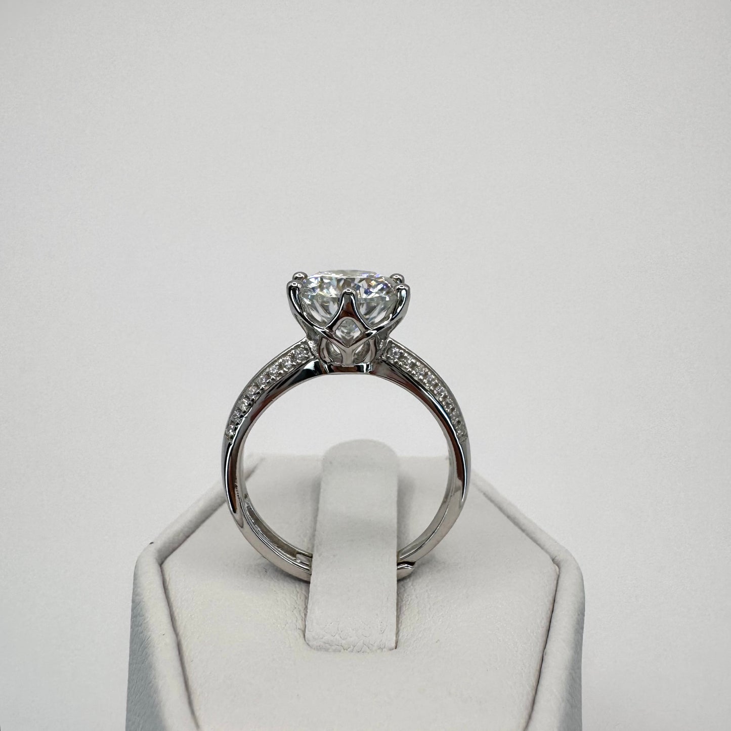 Elegant Kingdom Moissanite Engagement Ring – White Gold Plated, Lab-Grown Diamond, Perfect Proposal Gift