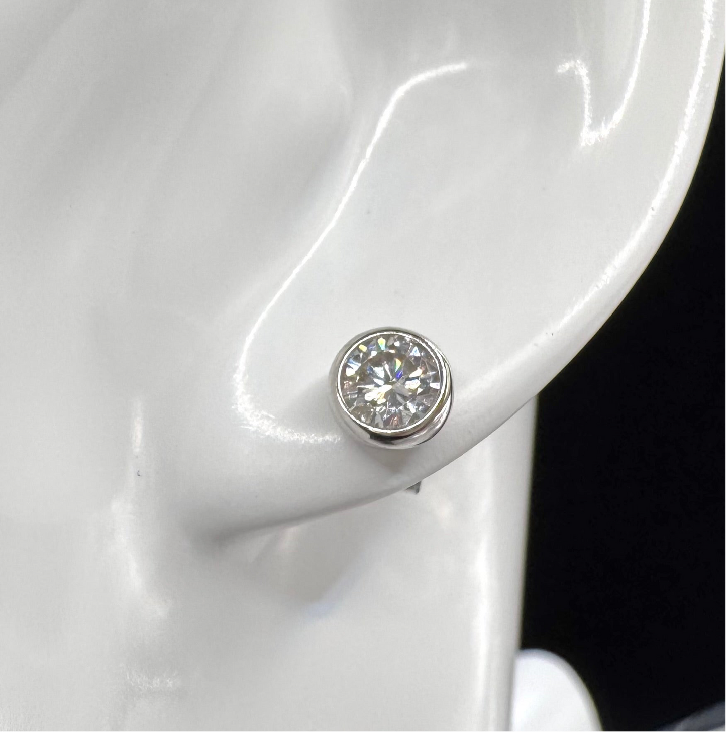 Crystal Symphony Moissanite Stud Earrings - Radiant Stones in a Sleek Metal Frame