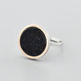 Two-Tone Sterling Silver & Gold Stackable Ring for Women with Night of Cairo 1226/2R