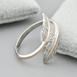 Minimalist Two-Tone Silver & Gold Stacking Ring for Women 1402R