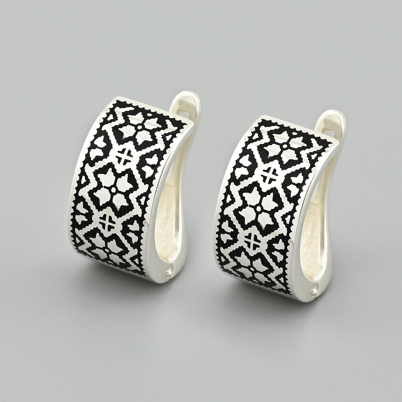 Enamel Earrings | Geometric | Sterling Silver