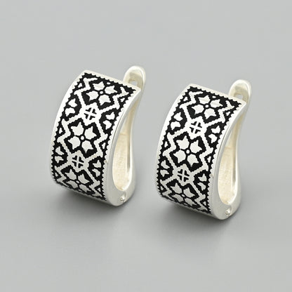 Enamel Earrings | Geometric | Sterling Silver