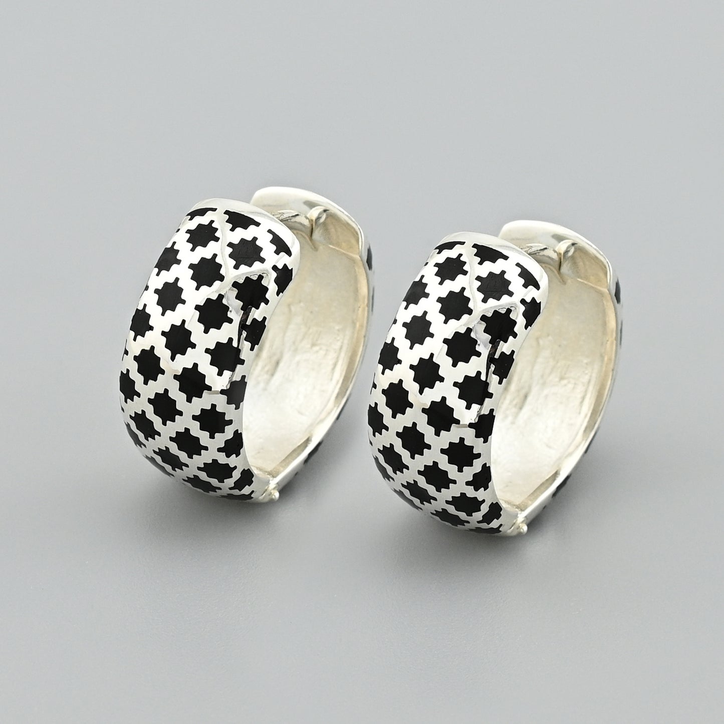 Enamel Earrings | Enamel Detail Elegant | Sterling Silver