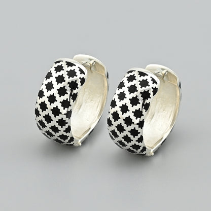 Enamel Earrings | Enamel Detail Elegant | Sterling Silver