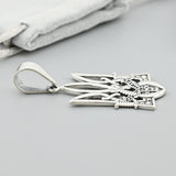 Stylish Ukrainian Trident and Sword Pendant in Solid Silver 925 1854/1P