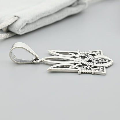 Sterling Silver Pendant | Ukrainian Trident Heart