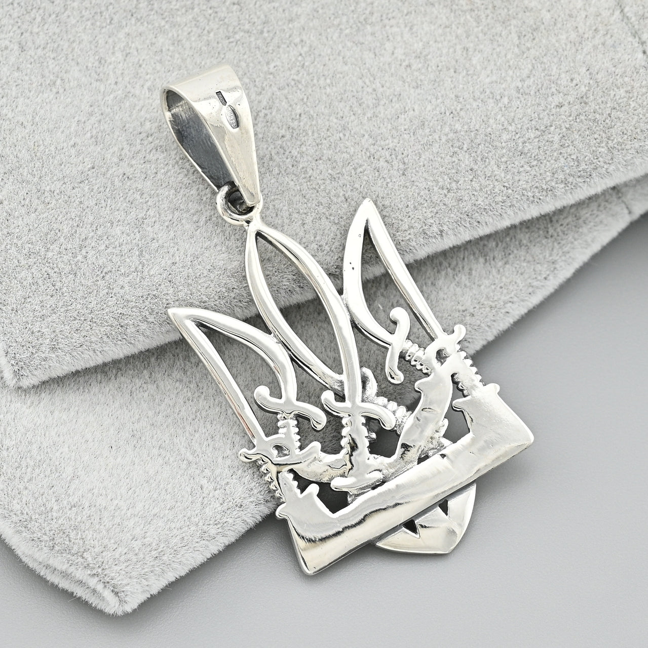 Sterling Silver Pendant | Ukrainian Trident Heart